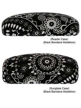 Vera Bradley Clamshell Eyeglass Case - BLACK BANDANA MEDALLION